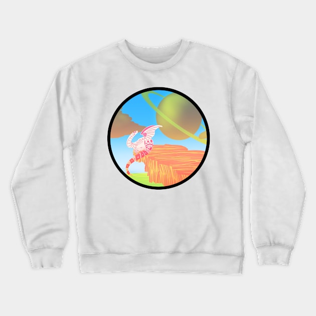 Retro Futurism Dragon Crewneck Sweatshirt by AnthonyPanics